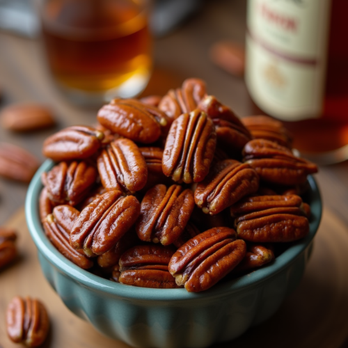 Bourbon Infused Pecans with Cayenne Pepper